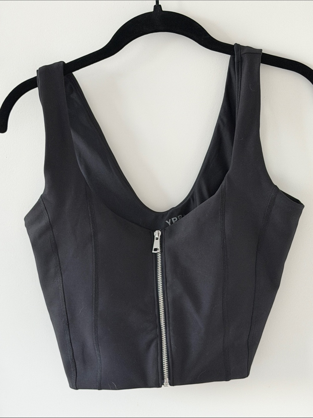 Black Zip-Front Crop Top - Women